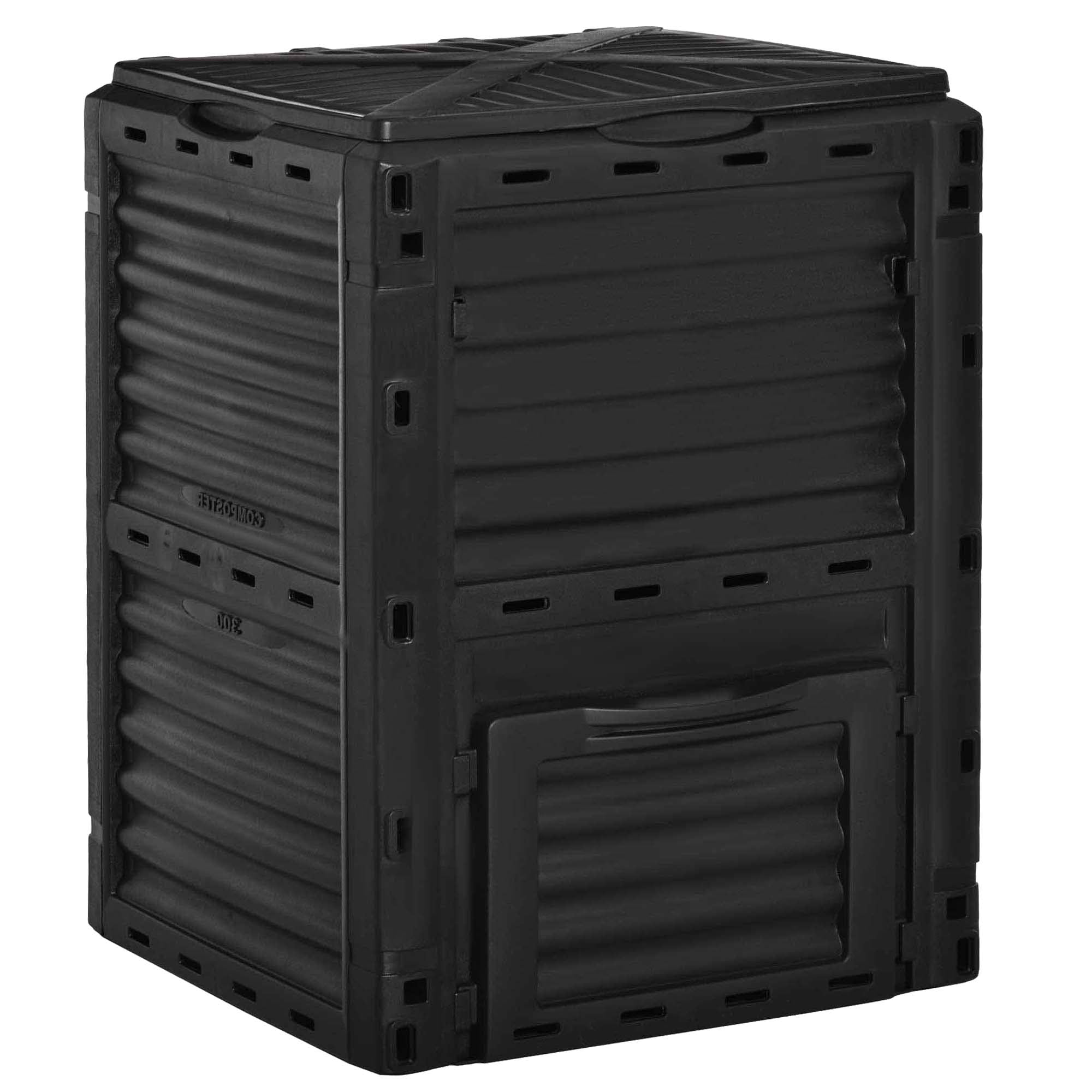 Outsunny Garden Compost Bin 80 Gallon Large Outdoor Compost Container, Black