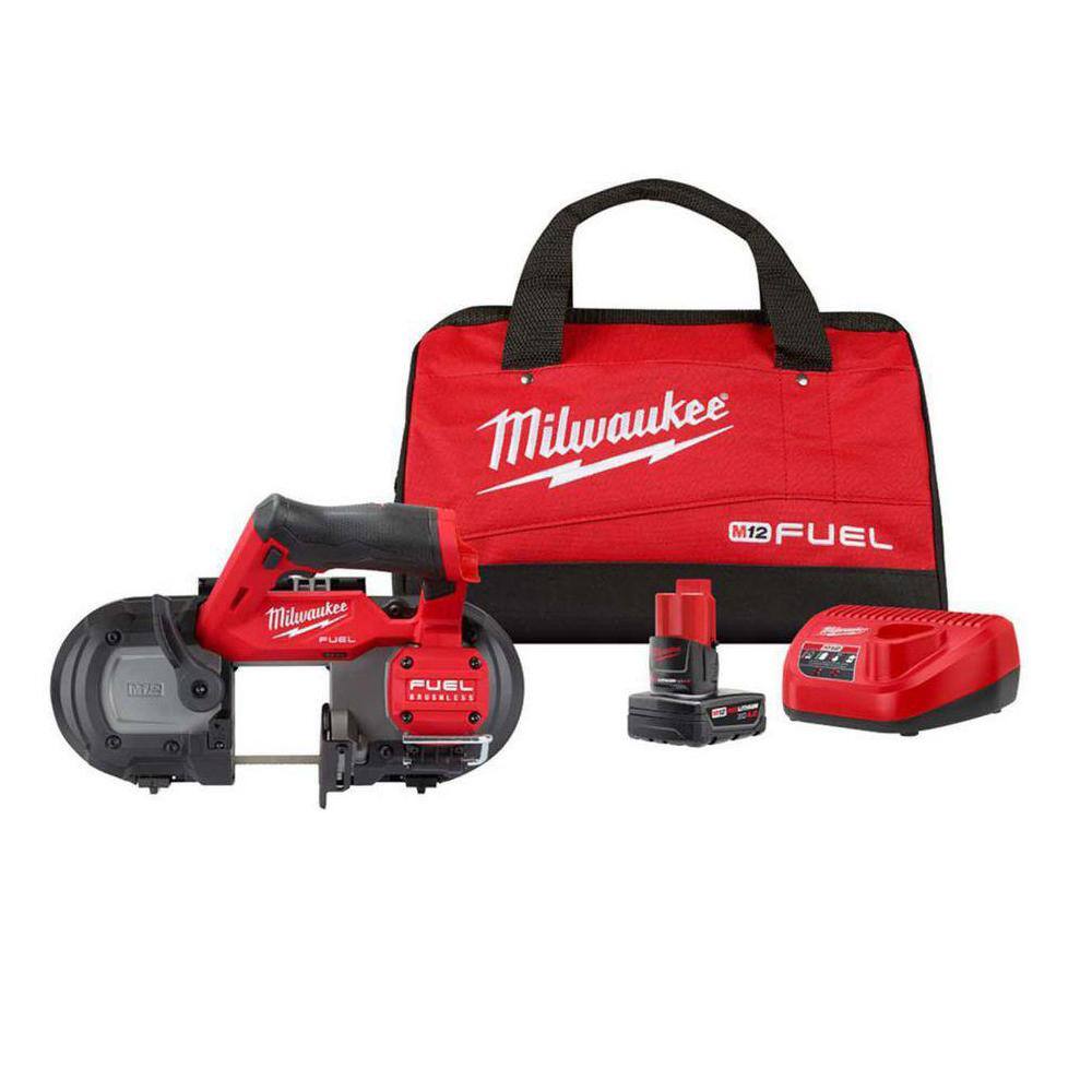 MW M12 FUEL 12V Lithium-Ion Cordless Compact Band Saw XC Kit with One 4.0 Ah Battery Charger and Bag 2529-21XC