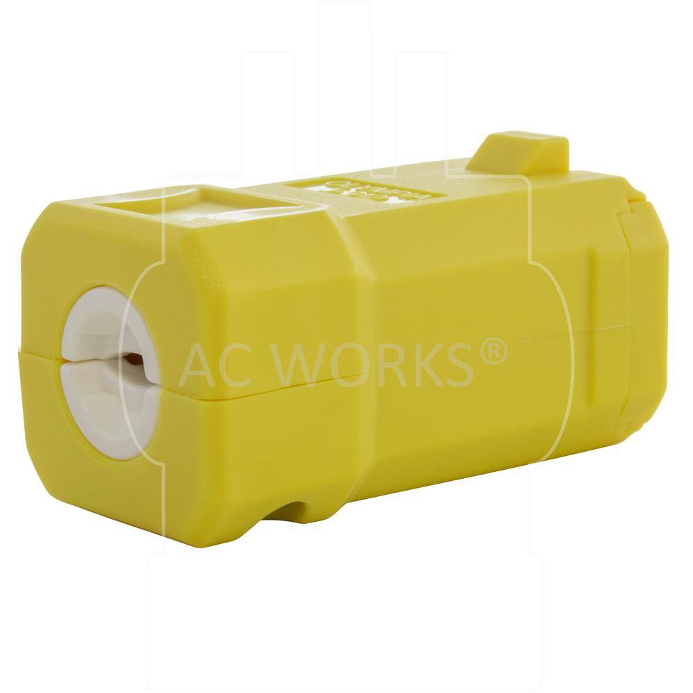 AC WORKS 15 Amp 125-Volt NEMA 5-15P Square Household Female Connector with UL C-UL Approval ASQ515R-YW