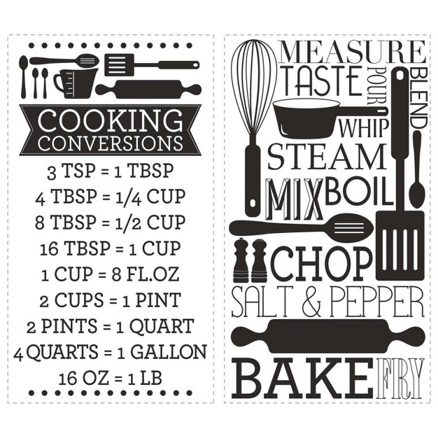 Cooking Conversions Peel And Stick Wall Decal Black white Roommates