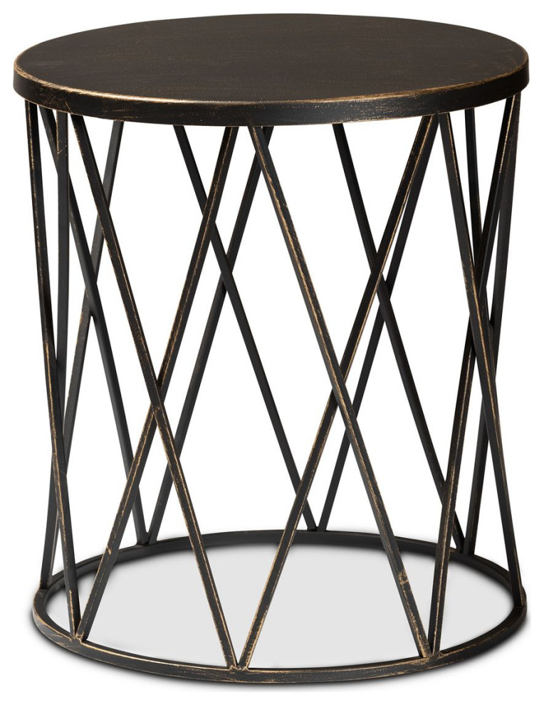 Baxton Finnick Antique Black finished Metal End Table   Industrial   Side Tables And End Tables   by Shop Chimney  Houzz