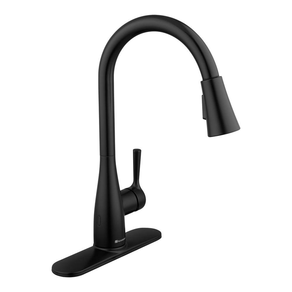 Glacier Bay Sadira Touchless Single-Handle Pull-Down Sprayer Kitchen Faucet in Matte Black HD67798W-1310H