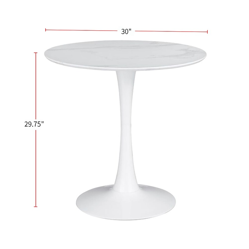 Round Dining Table in White Finish