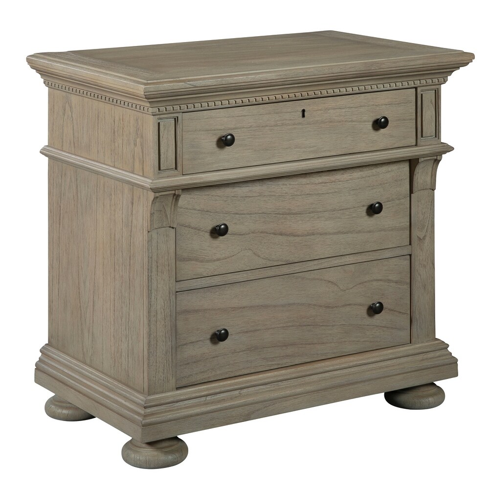 Natural Driftwood finish Wood Three drawer Night Stand