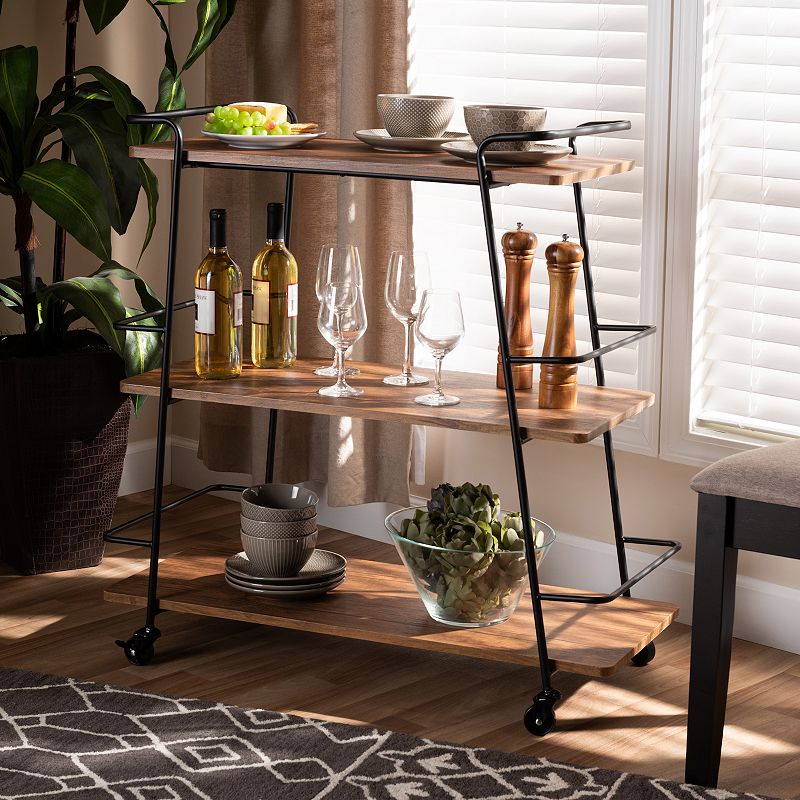 Baxton Studio Bernard Wine Bar Cart