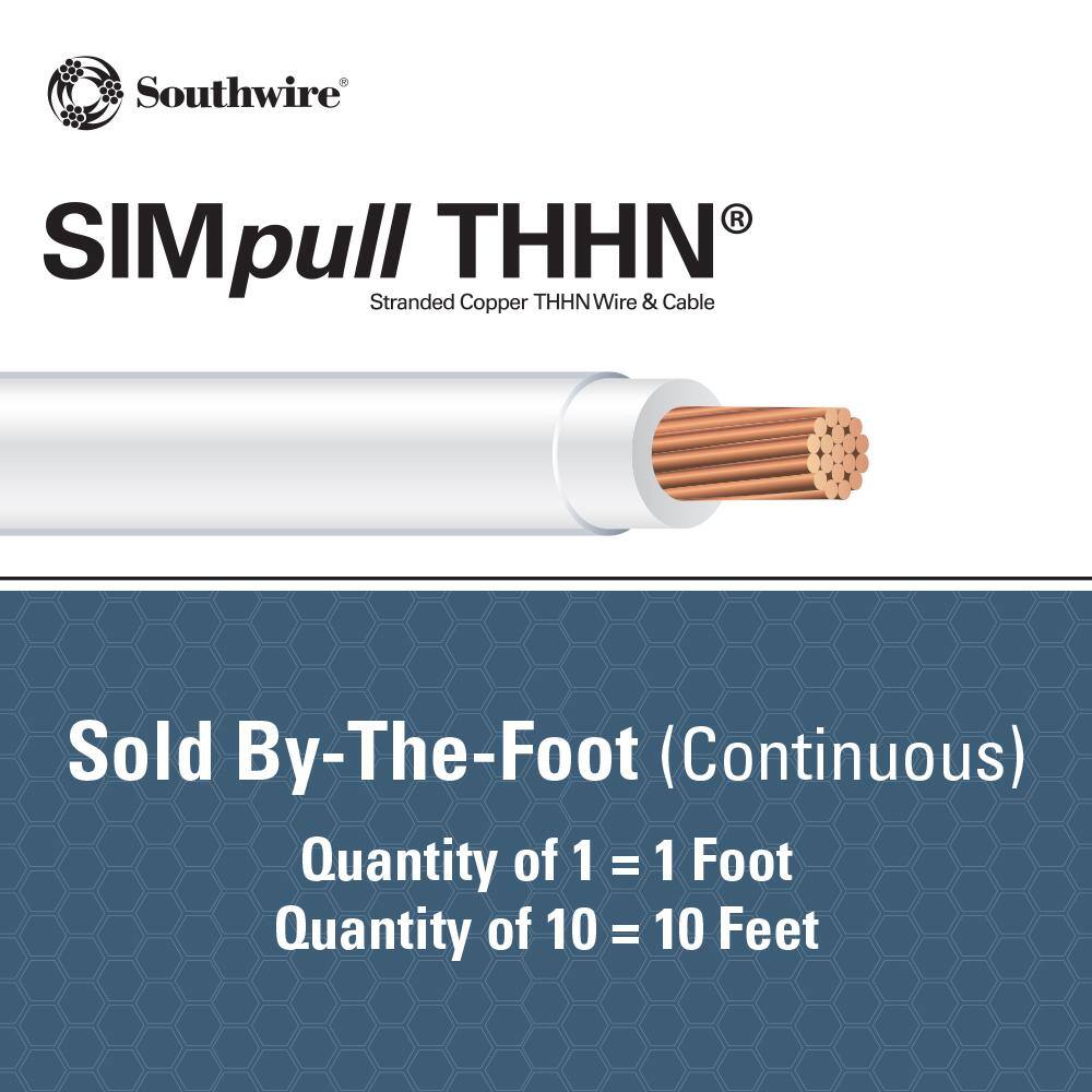 Southwire (By-the-Foot) 6 White Stranded CU SIMpull THHN Wire 20494199