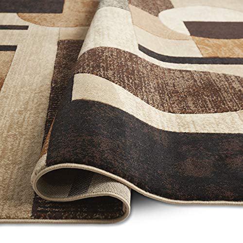 Home Dynamix Tribeca Jasmine Contemporary Geometric Area RugBrown