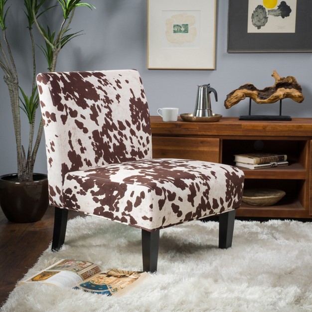 Set Of 2 Kassi Cowhide Print Upholstered Accent Chair Christopher Knight Home