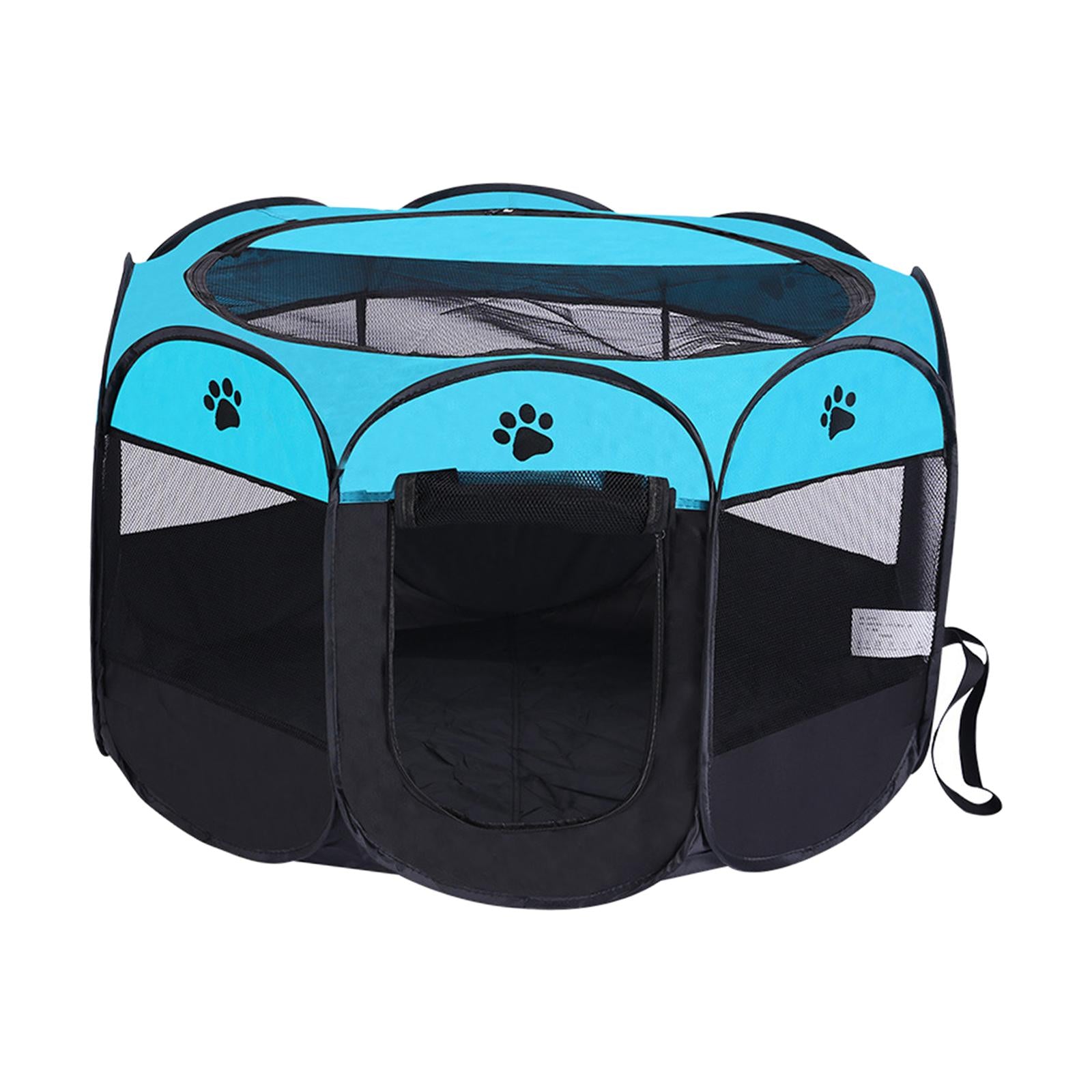 Lightweight Foldable Pet Playpen Soft Breathable Mesh Exercise Pen Kennel Oxford Fabric for Cat Indoor Outdoor Travel Camping Use Dog Black