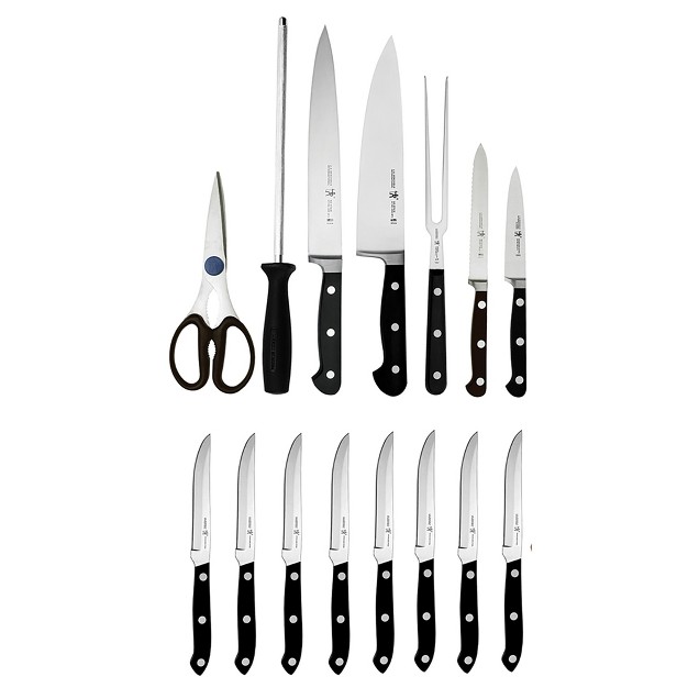 Henckels Classic 16 piece Knife Block Set Chef s Knife Serrated Utility Knife Bread Knife Steak Knives Black