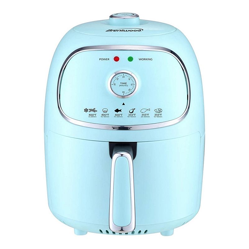 Brentwood 2 Quart Small Electric Air Fryer w/ Timer and Temperature Control， Blue