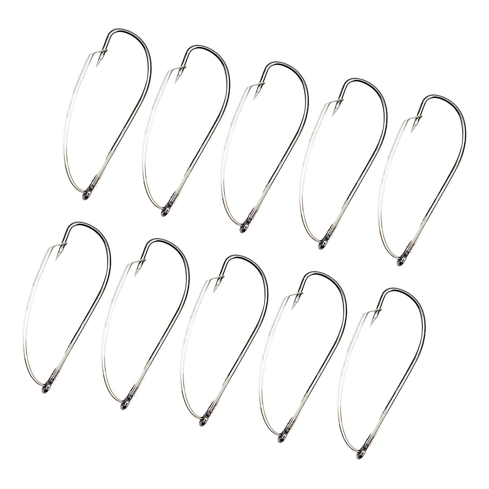 10x Weedless Fishing Hooks High Carbon Steel Barb Hook Weed Guard Fish Hooks 38.3mmx13.5mm