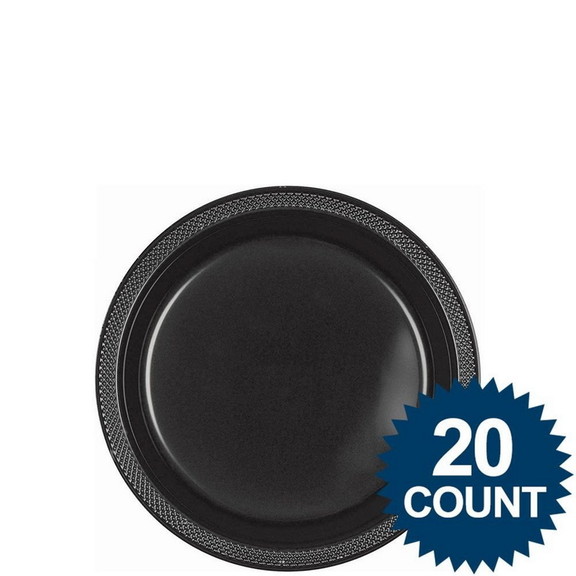 Amscan 262144 Black 7 Plastic Cake Plates (20 Pac...