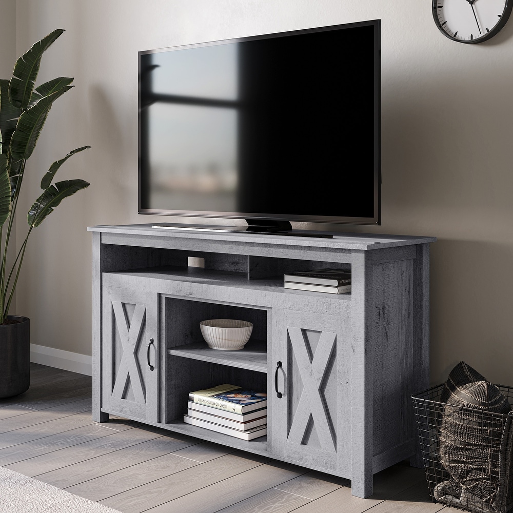 BELLEZE Corin Barn Door Wood TV Stand for TVs up to 55\