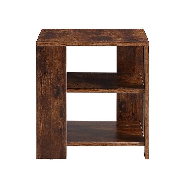 Square wooden Side Table，3-tier End Table