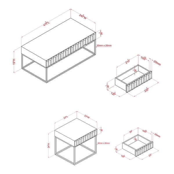 Furniture of America Bird 2-piece 47-inch Living Room Tables Set