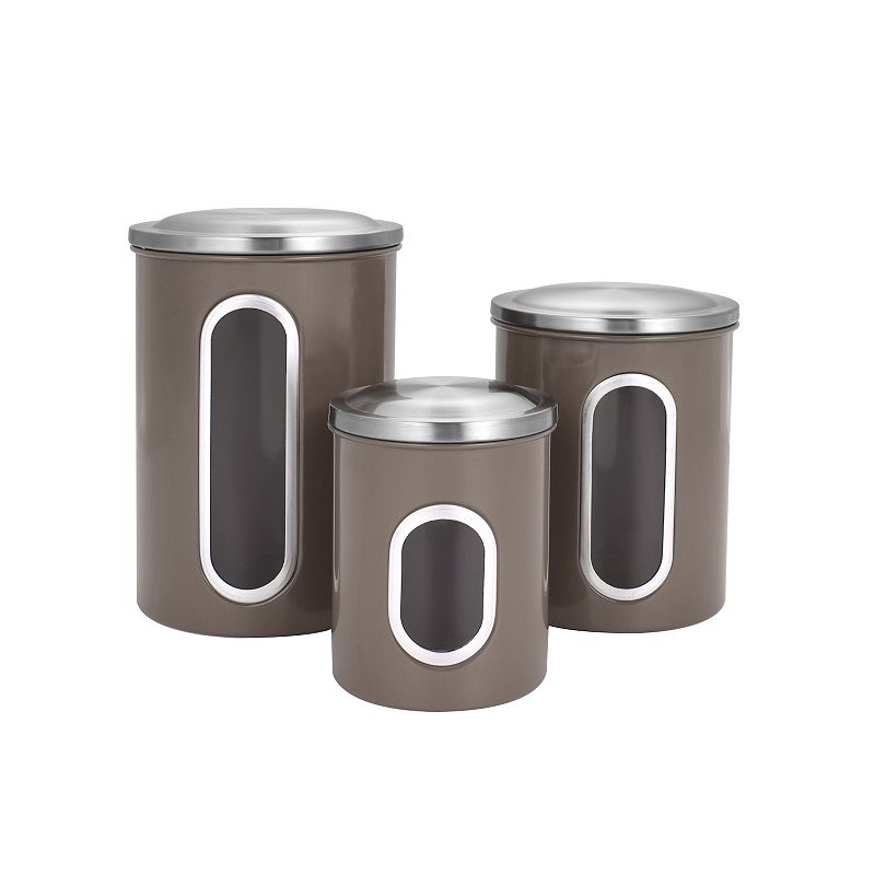 3 Piece Stainless Steel Canister Set in Brown Finish