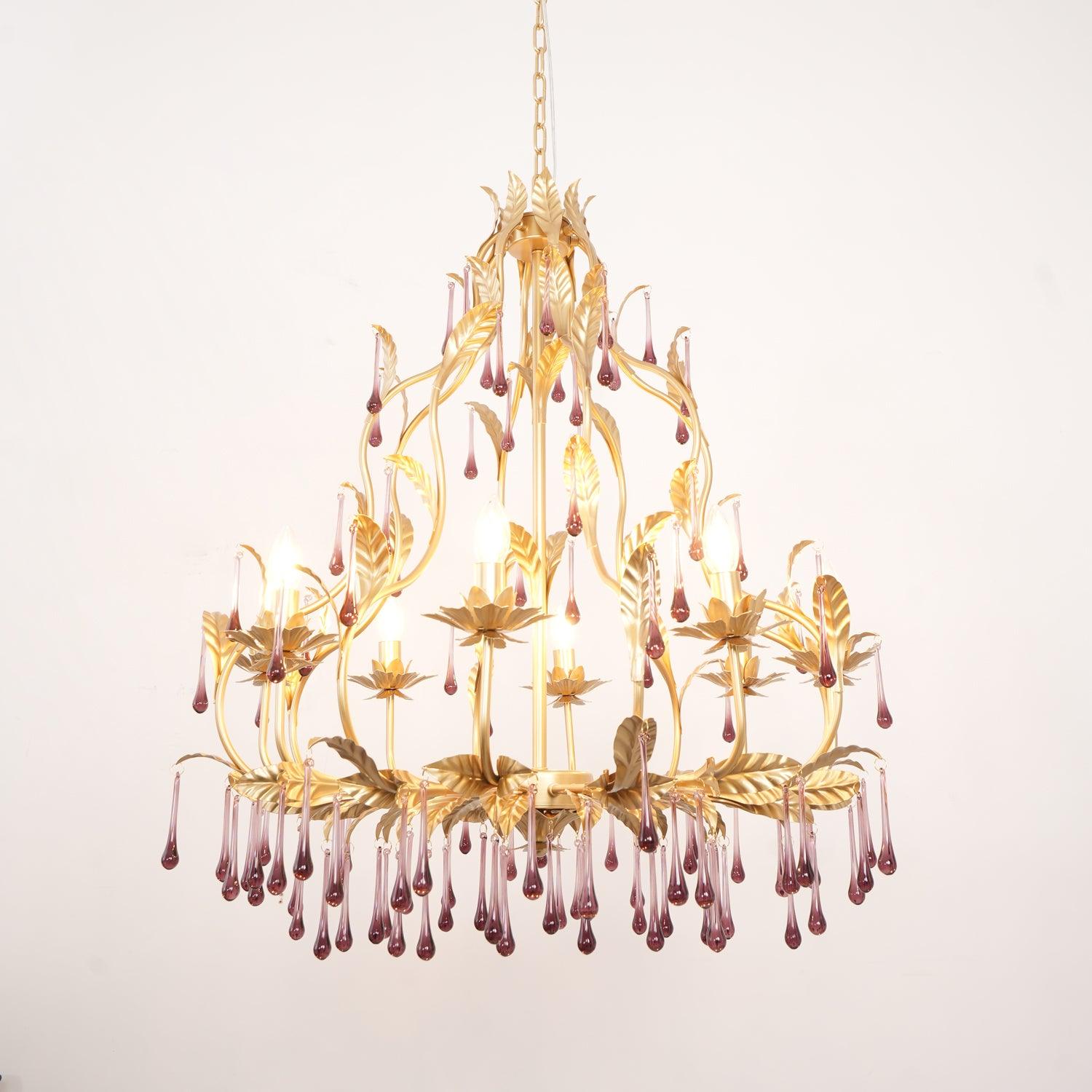 Amethyst Drops Glass Chandelier