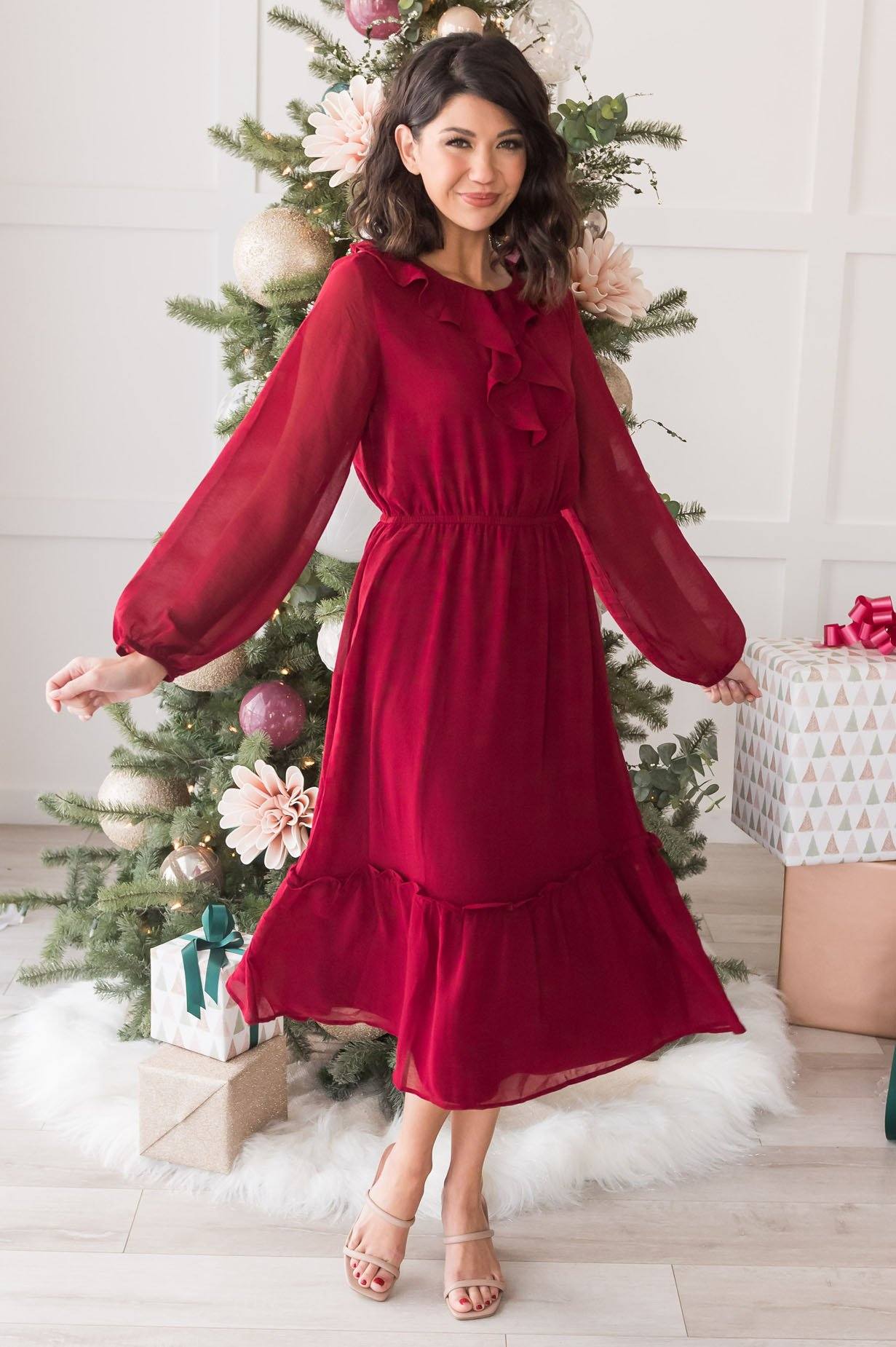 The Faith Modest Ruffle Dress