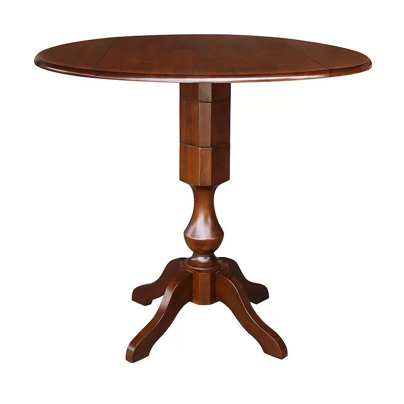 International Concepts Round Dual Drop Leaf Pedestal Dining Table