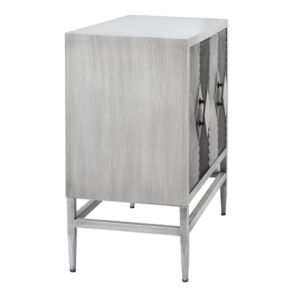 Deco   Two Diamond Scored Sideboard   Washed Grey Finish