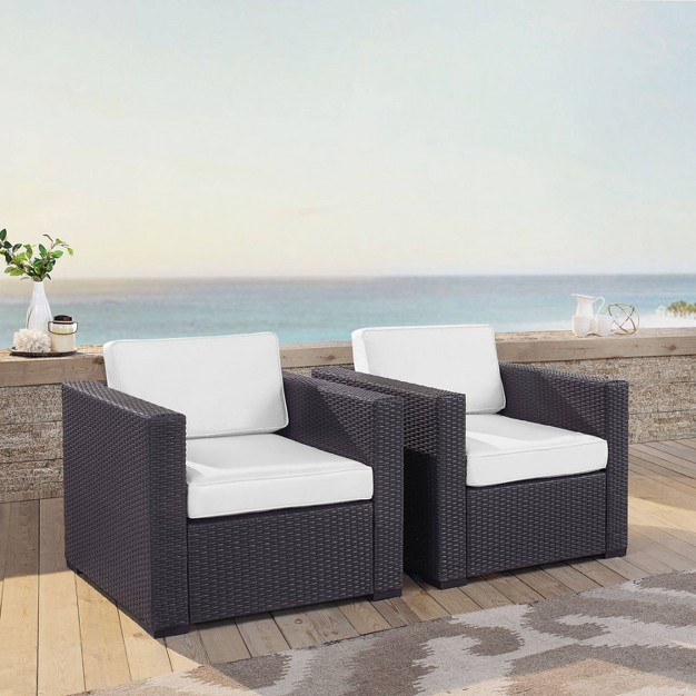 Biscayne 2pk Outdoor Wicker Chairs White Crosley