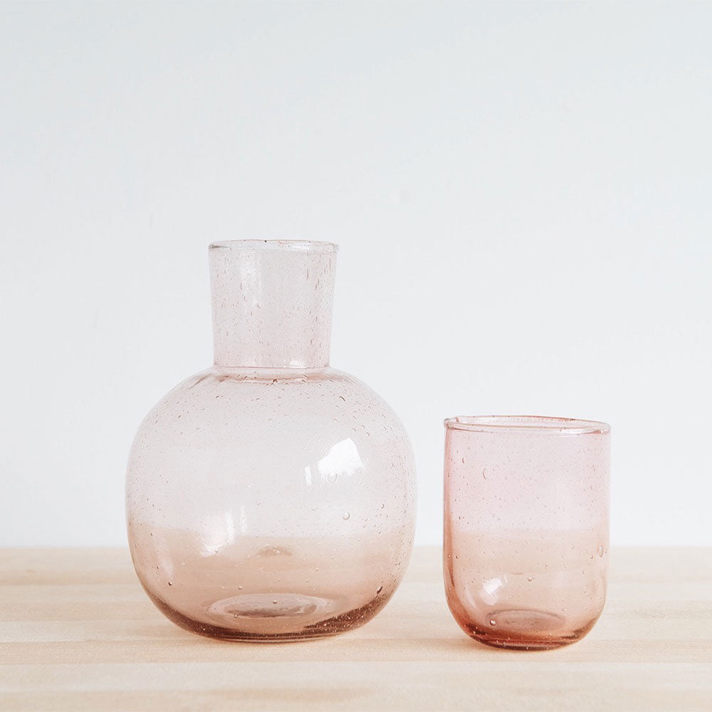 Hand-blown Carafe & Cup - Petal