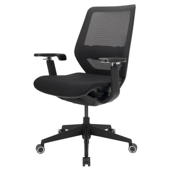 WorkPro Sentrix Ergonomic Mesh/Fabric Mid-Back Manager's Chair， 3D Arms， Black， BIFMA Certified