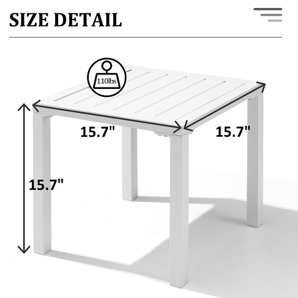 VredHom Outdoor Square Side Table Aluminum End Table