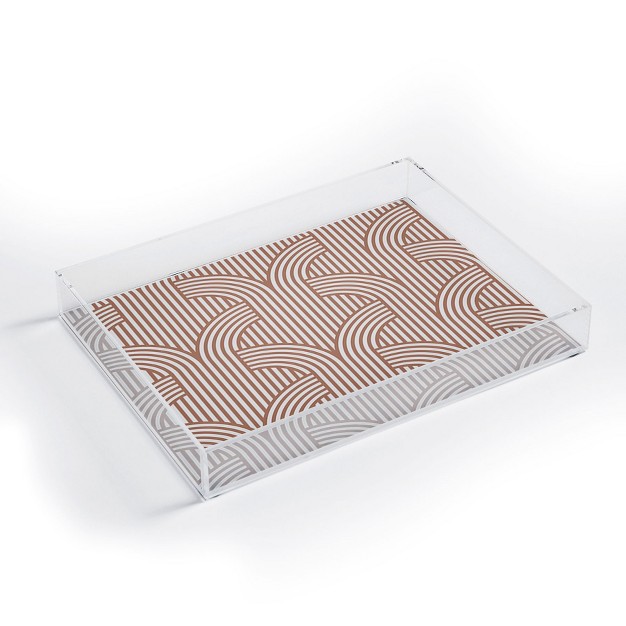 Marta Barragan Camarasa Terracotta Retro Lines Acrylic Tray Deny Designs