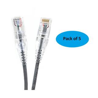 Micro Connectors Inc 3 ft. 28AWG Ultra Slim CAT 6 Patch Cables Gray (5 per Box) E08-003-SL5