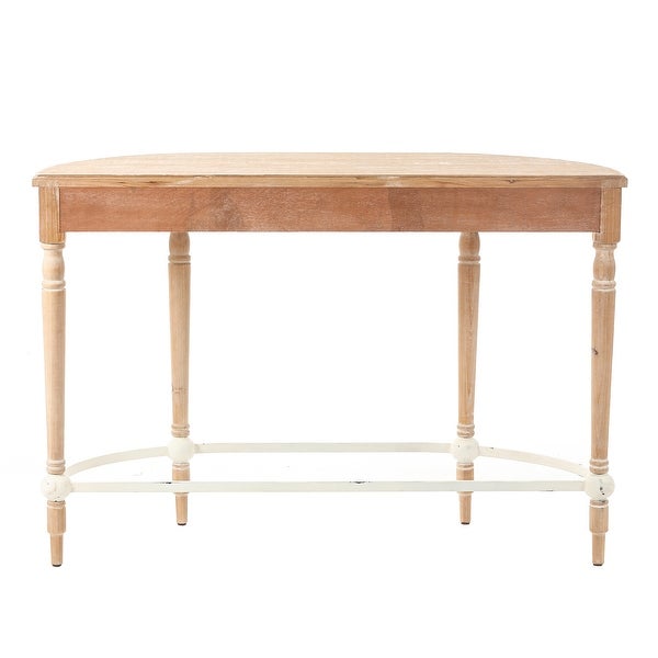 Natural Wood Half Moon Console and Entry Table - 29.9