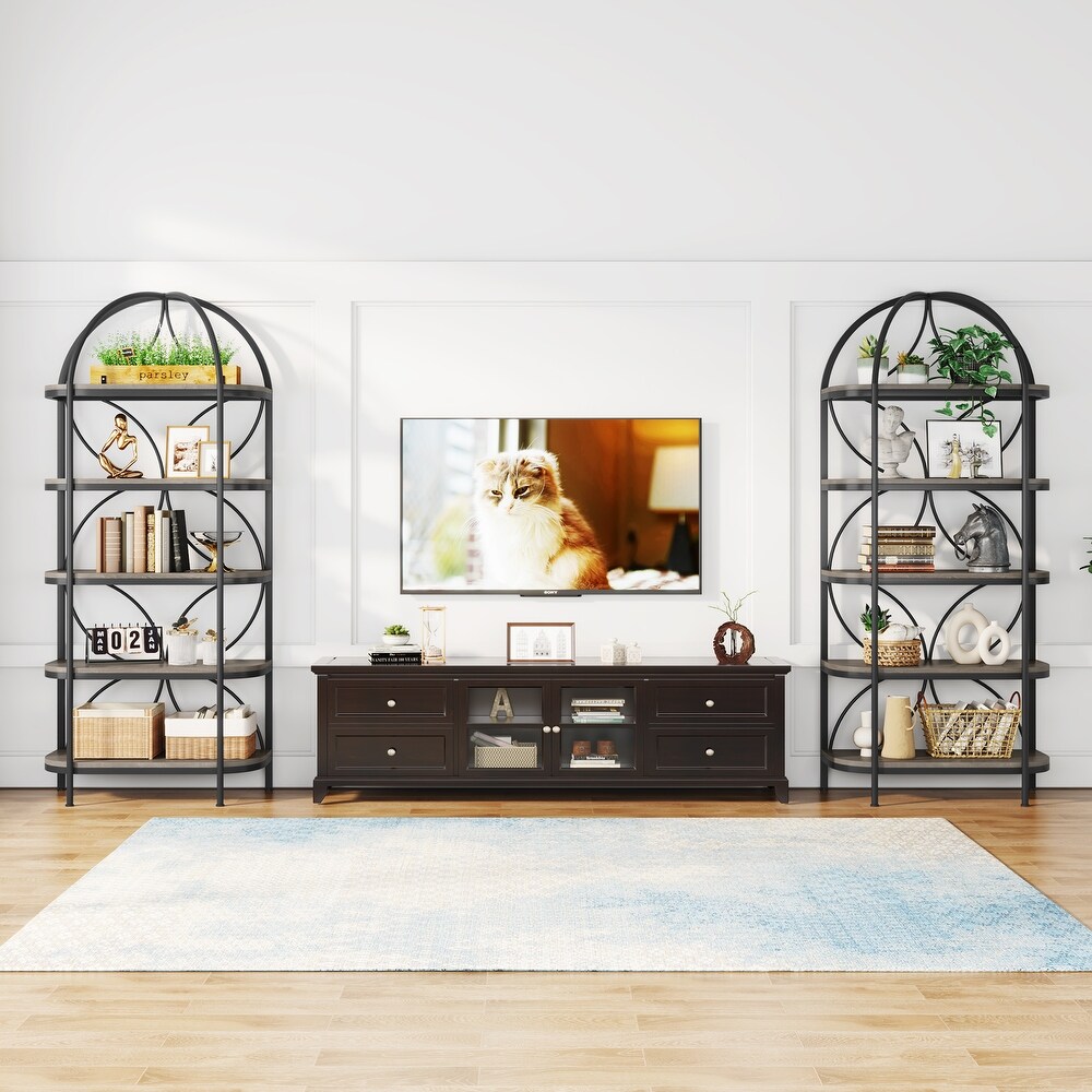 74 Inches Tall Etagere Bookcase Bookshelf Narrow Tall Display Shelf