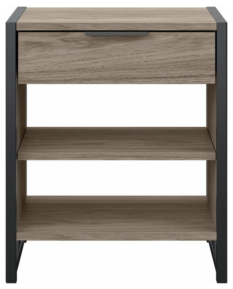 Atria Small End Table with Drawer and Shelves in Charcoal Gray   Engineered Wood   Side Tables And End Tables   by Homesquare  Houzz