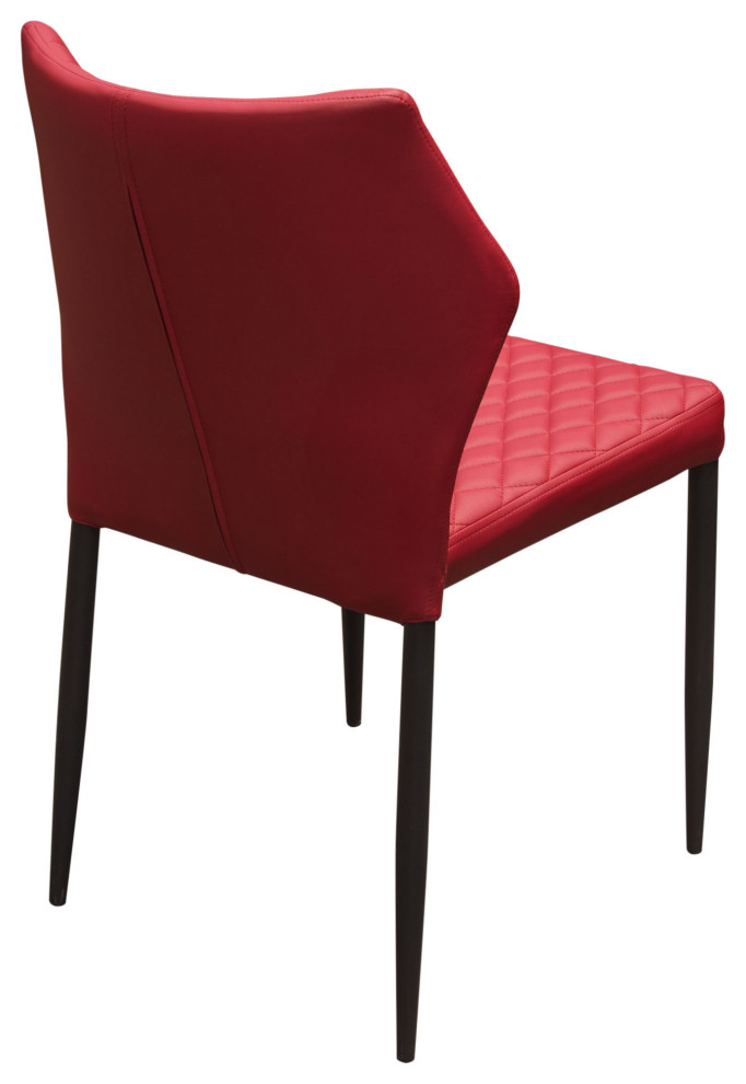 Set of 4 Contemporary Red Stacking Dining Chairs Tufted Leather  Set of 4   Midcentury   Dining Chairs   by Sideboards and Things  Houzz