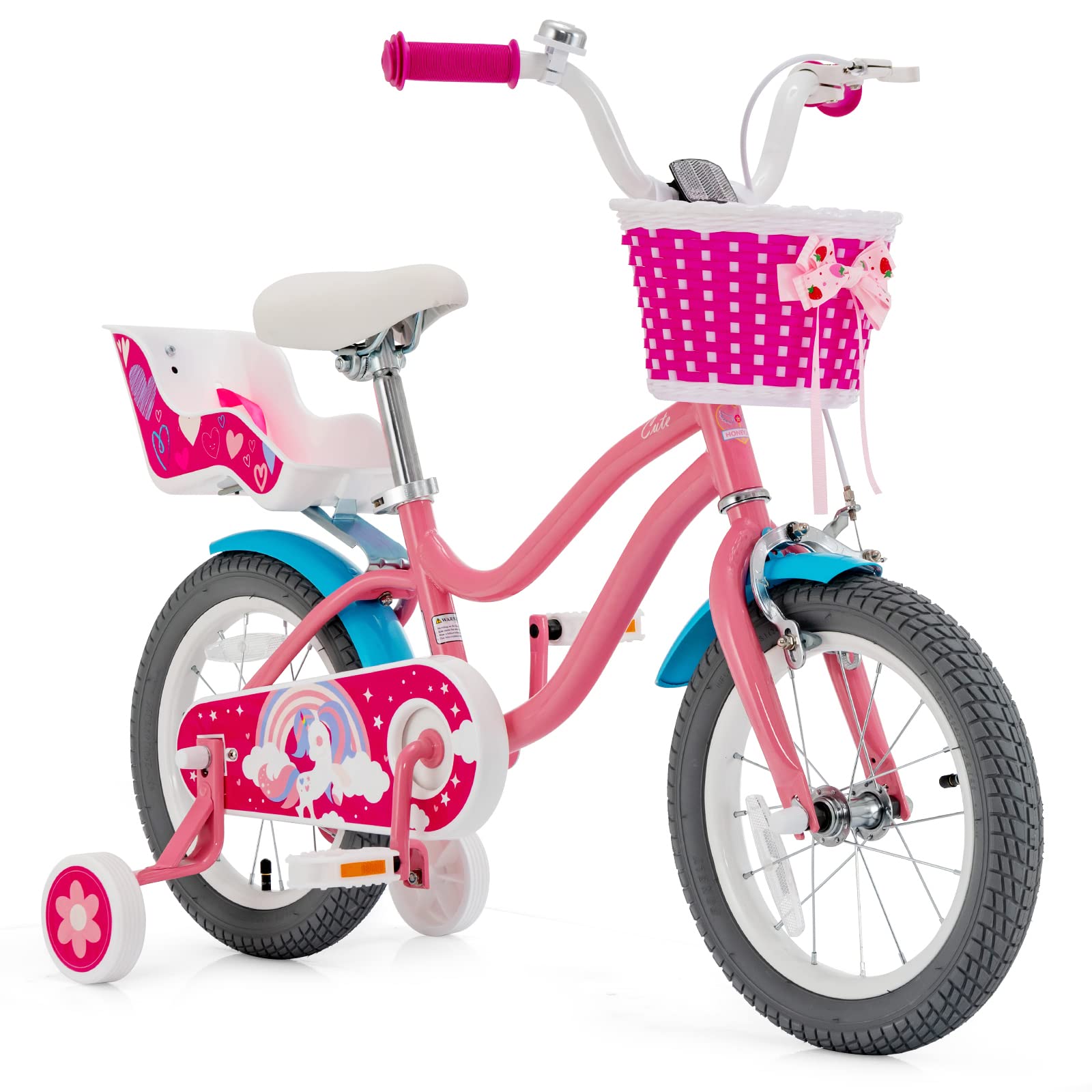 Costzon Kids Bike 14 Inch w/Removable Training Wheels, Adjustable Seat, Steel Frame, Kids Bicycle