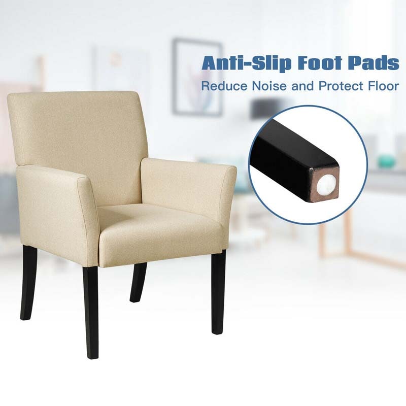 Fabric Upholstered Executive Guest Chair with Rubber Wood Legs, Reception Armchair for Meeting Room Office