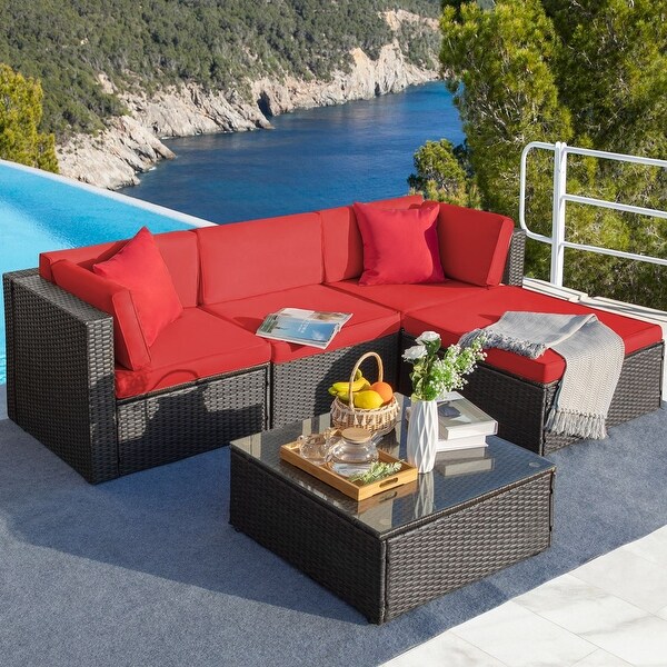 Homall 5 Pieces Wicker Patio Furniture Sets Rattan Outdoor Sectional Sofa