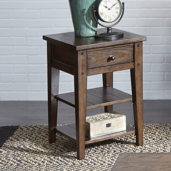 Lake House Rustic Brown Oak Chair Side Table