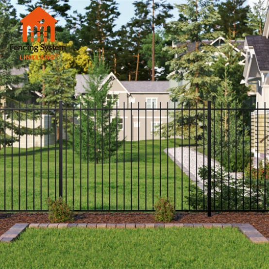 Decorative Black Powder Coated Wrought Iron Garden Garrison Fence Steel Pale Picket Fence