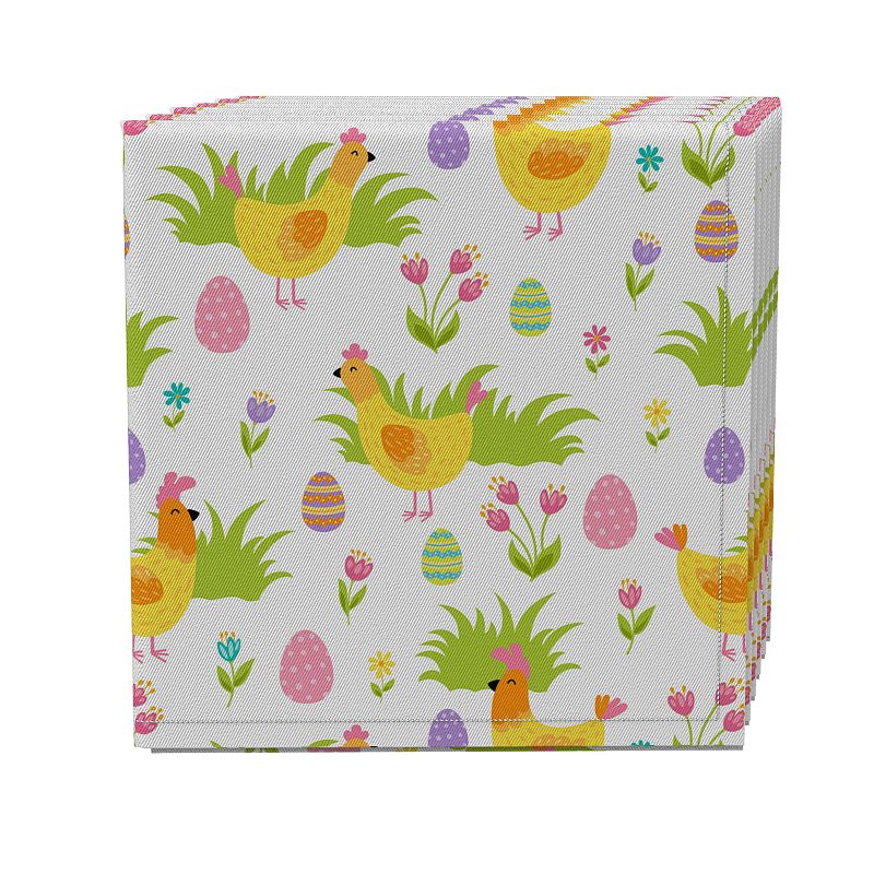 Napkin Set of 4， 100% Cotton， 20x20， Cute Springtime Easter