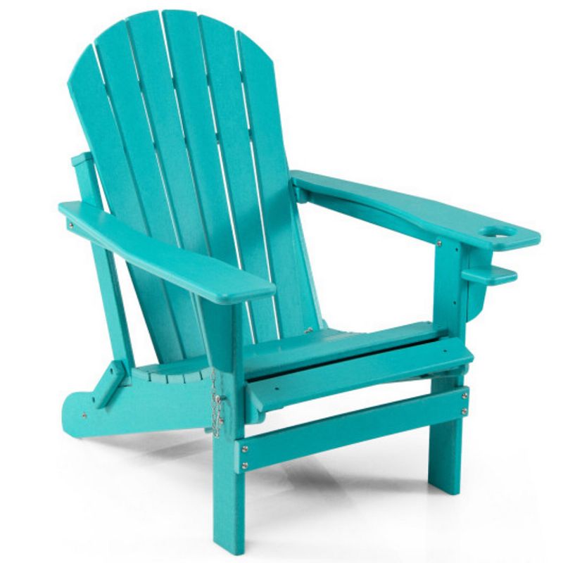 Patio All-Weather Folding Adirondack Chair with Pull-Out Ottoman