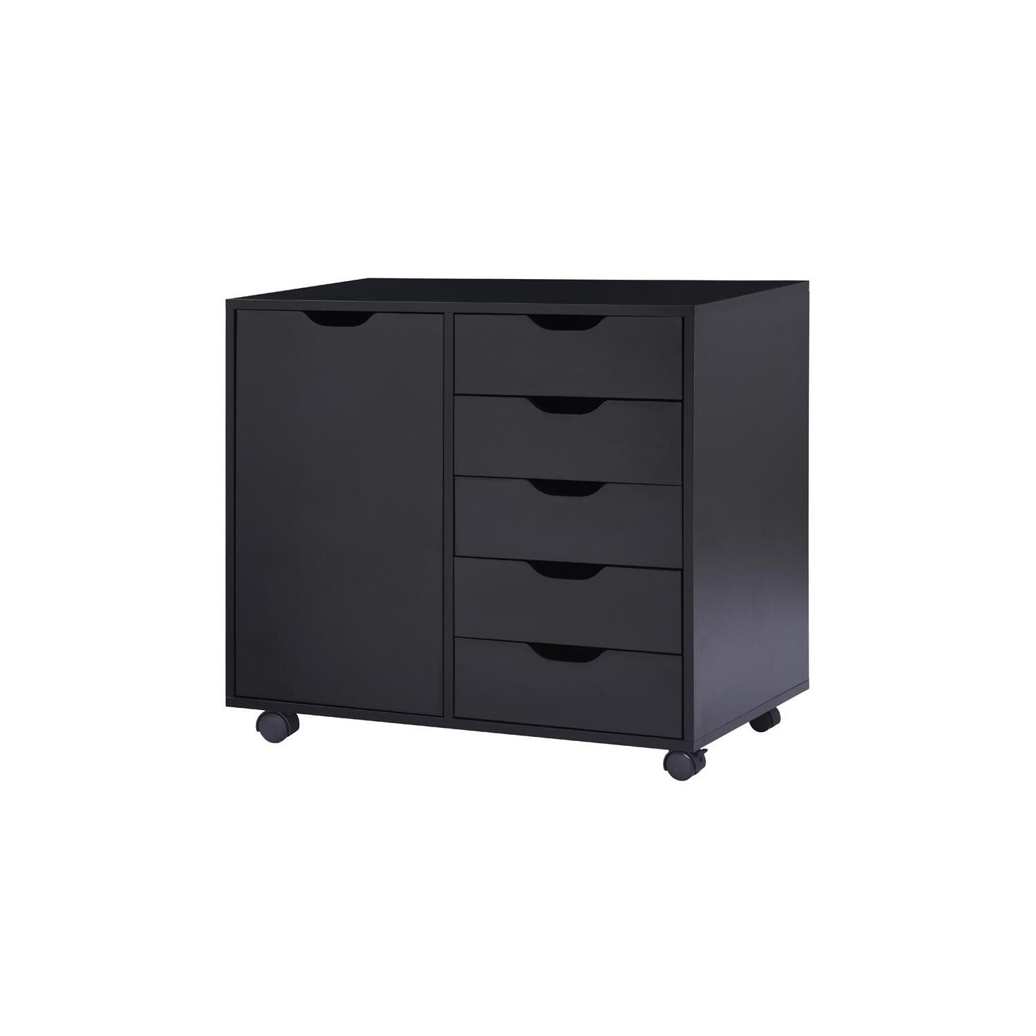 Naomi Home 5 Drawer Dresser, Tall Dressers for Bedroom, Kids Dresser with Wheels, Storage Shelves with Drawers, Small Dresser for Closet, Makeup Dresser with 180 lbs Capacity - Black