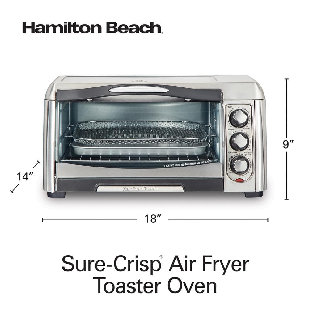 Hamilton Beach Sure Crisp 1400 W 6-Slice Stainless Steel Toaster Oven with Air Fry 31323