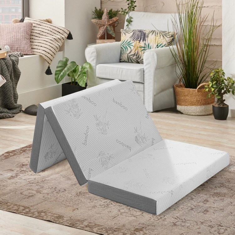 4 Inch Tri fold Cool Gel Memory Foam Mattress Queen Size