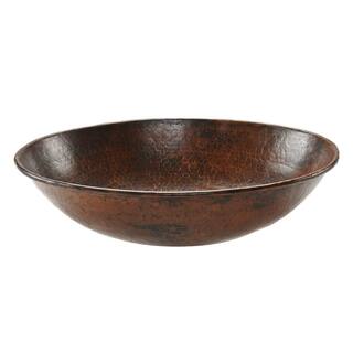 Premier Copper Products Oval Wired Rimmed Hammered Copper Vessel Sink in Oil Rubbed Bronze VO17WDB