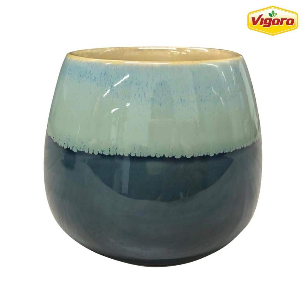 Vigoro 3.5 in. Demi Small TealMulti-color Ceramic Pot (3.5 in. D x 3.5 in. H) With Drainage Hole CRM-094234