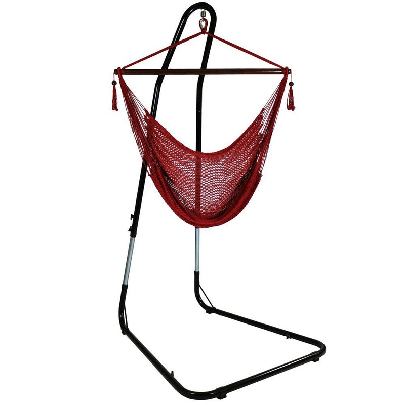 Ultimate Patio Extra Large Hanging Caribbean Hammock Chair w/ Adjustable Stand