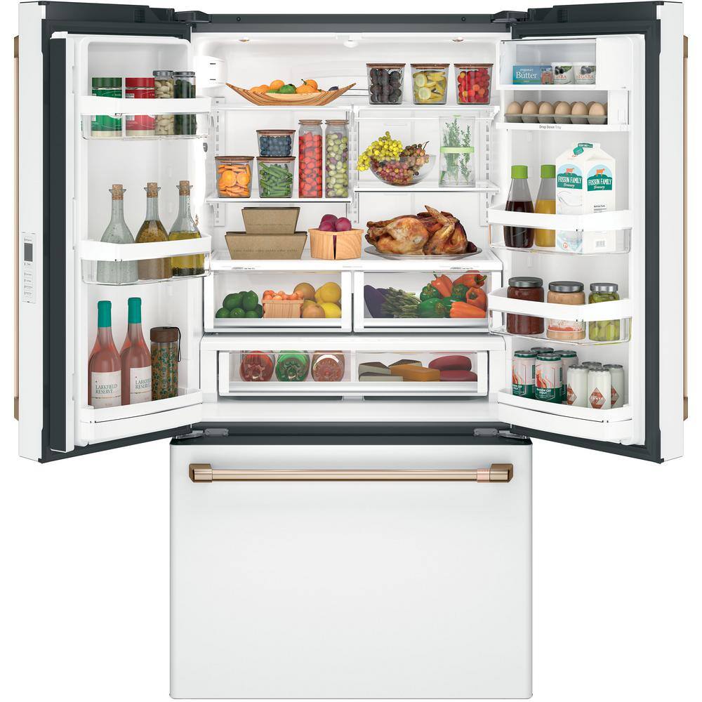 Cafe 23.1 cu. ft. Smart French Door Refrigerator in Matte White Counter Depth and ENERGY STAR CWE23SP4MW2