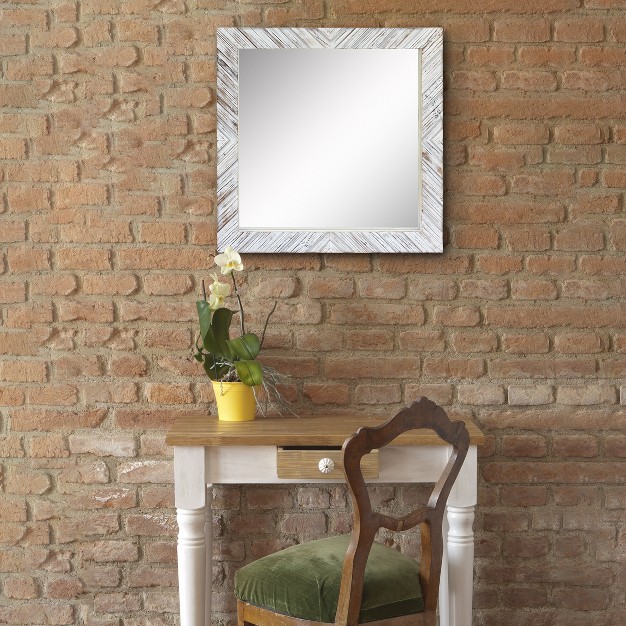 Wood Chevron Decorative Wall Mirror White Stonebriar Collection